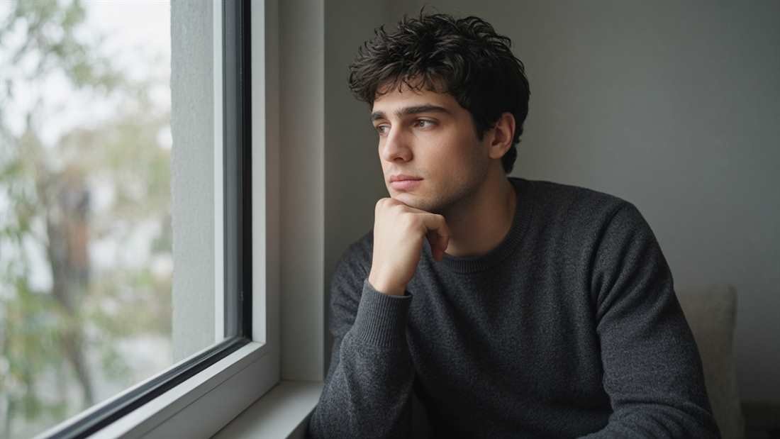 Managing relationship anxiety Person reflecting calmly on anxious thoughts and emotional triggers